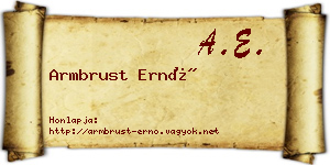 Armbrust Ernő névjegykártya